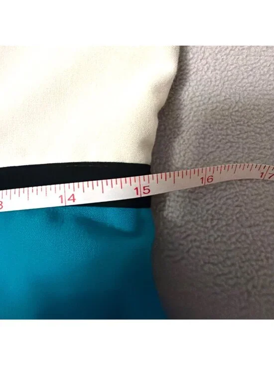 Y2K Colorblock Sheath Dress Calvin Klein Sleeveless Teal & White Womens Size 14 - Picture 5 of 6